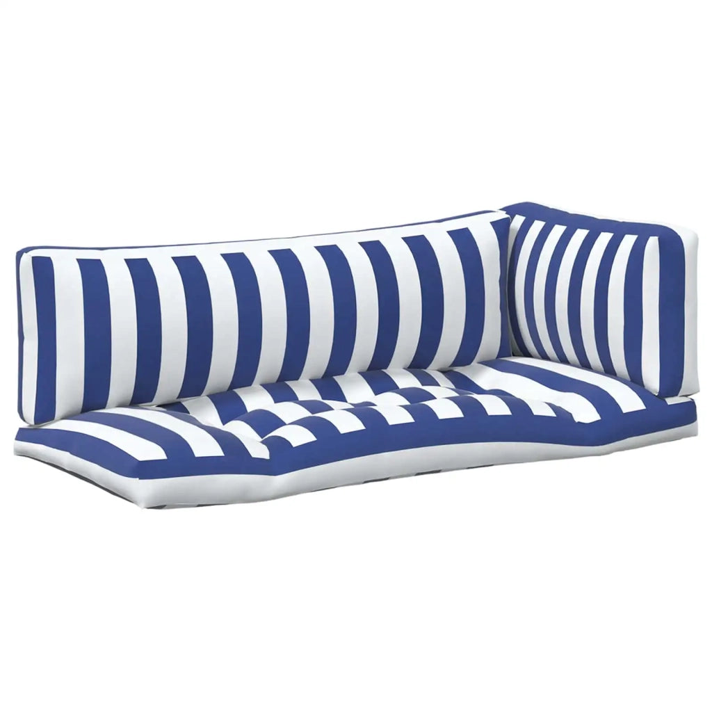 Cuscino da Esterno 3 pcs Blu e Bianco 103 x 58 x 10 cm Tessuto