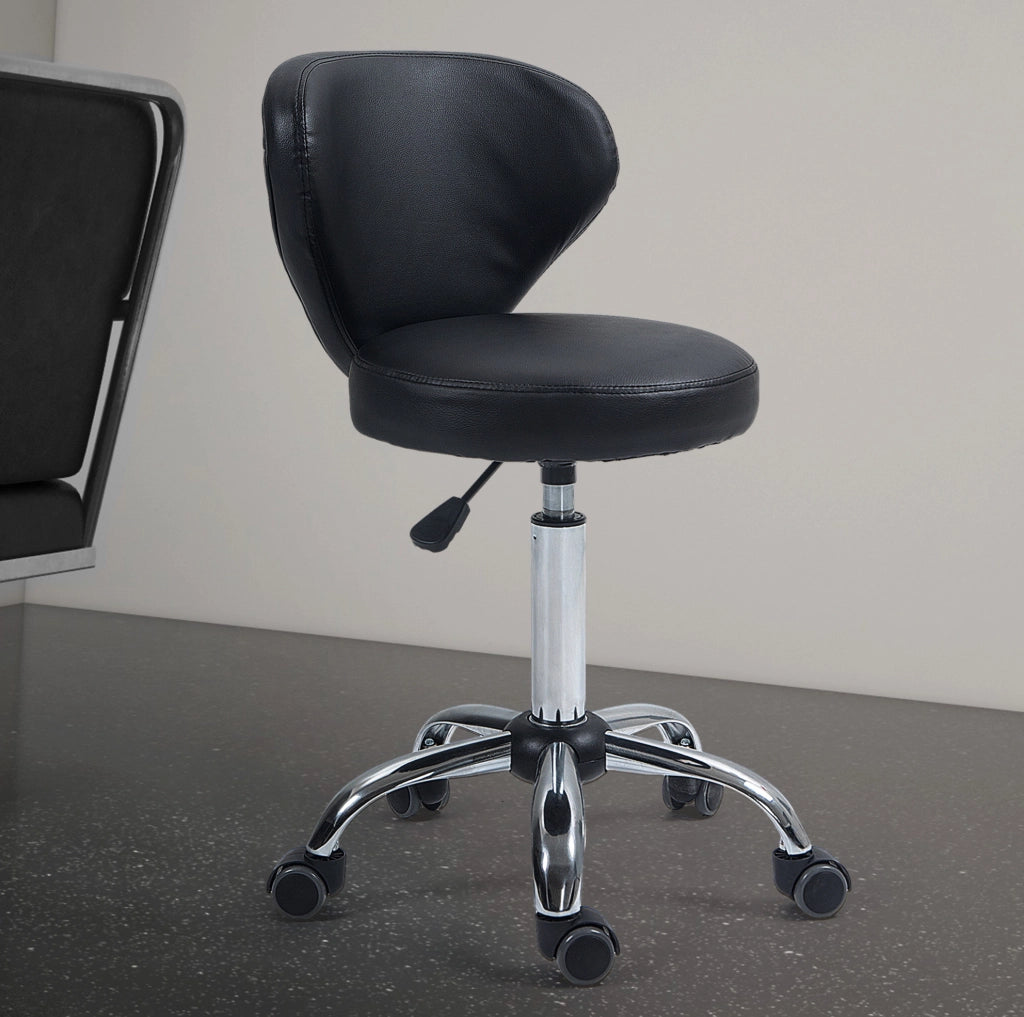 sgabello girevole 54 x 45 x 88 cm nero con schienale ergonomico e ruote