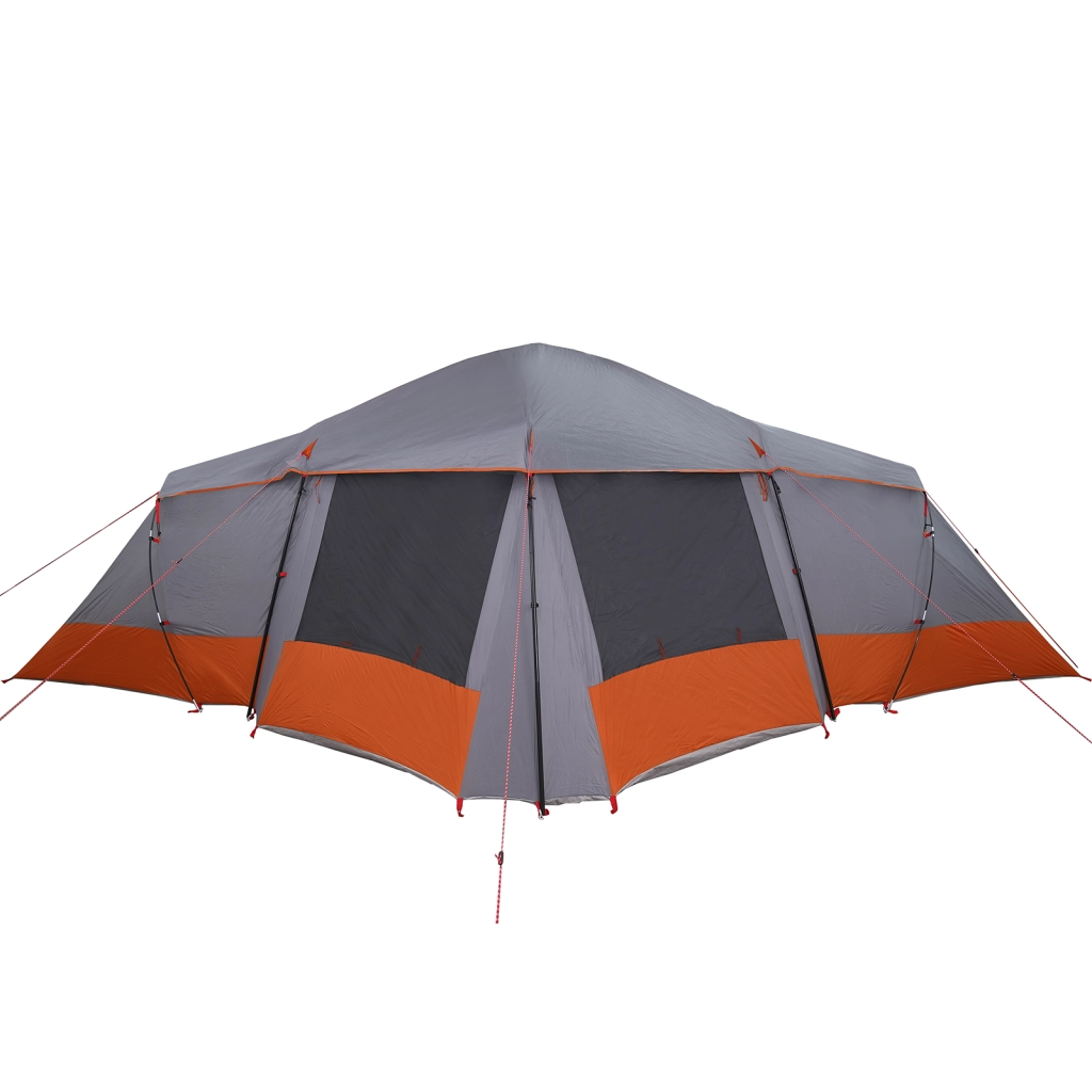 Tenda familiare  con finestre a cupola grigia e arancione per 6 persone impermeabile