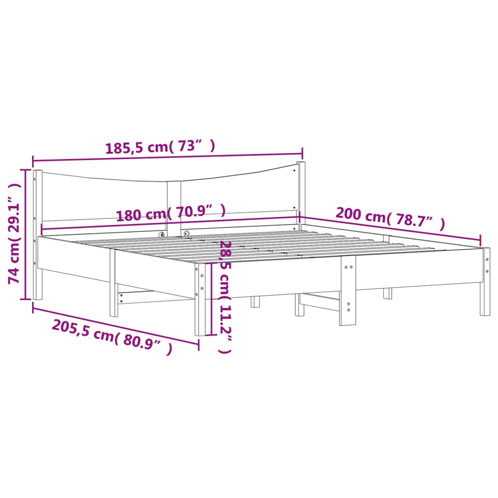 Giroletto senza Materasso Bianco 180x200 cm Legno Massello Pino 3216361
