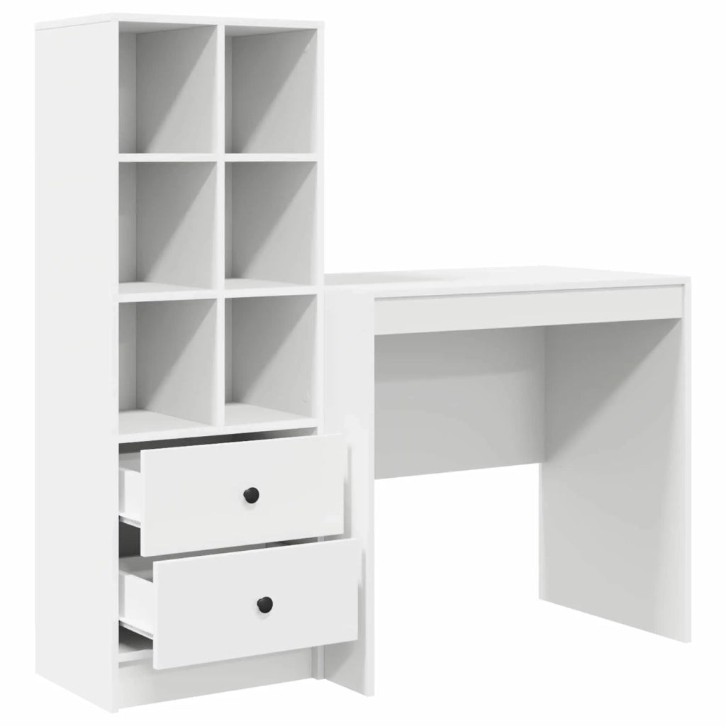 Scrivania con cassetto con lo scaffale 2 pcs Bianco 3337353