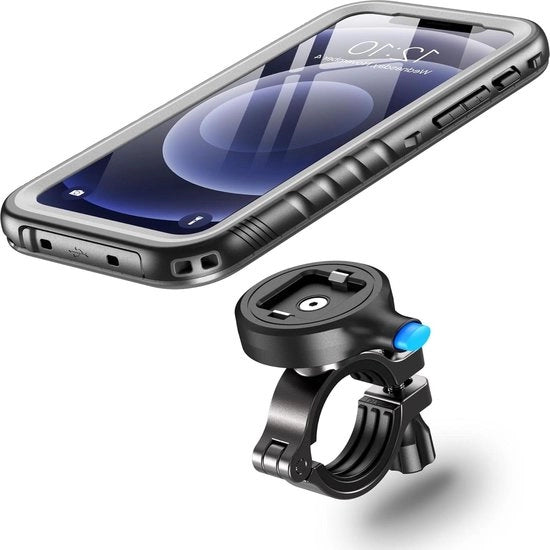 Supporto per telefono per iPhone 12 Pro Max - Impermeabile - [1 Sec per sbloccare e bloccare] - Resistente agli urti - Per motocicletta, moto da strada, mountain bike e bicicletta