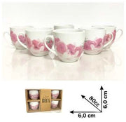 Set 6 Tazzine Tazze da Caffè in Ceramica senza Piattini Rose