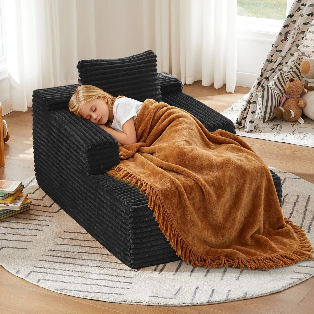 Divano letto Chaise Longue ¨C Minimal ¨C Tessuto velluto grigio, 3 posti