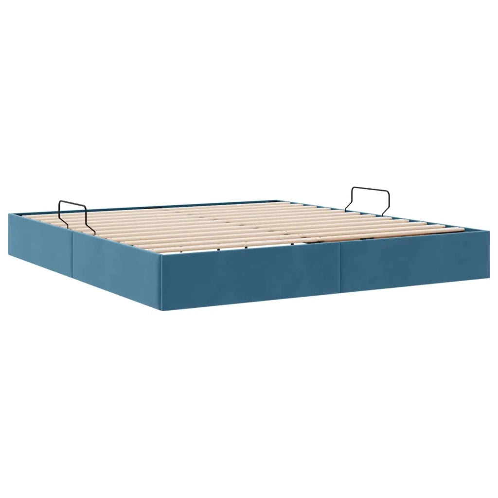 Letto ottomano con archiviazione Blu Scuro 180 x 200 cm Velluto