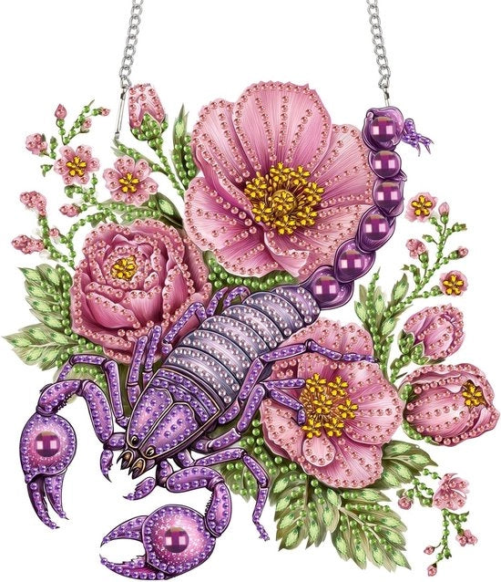 Kit di decorazione per adulti - Ornamento scorpione, pannello acrilico 20x20 cm, decorazione per pareti e finestre con effetto cristallo.