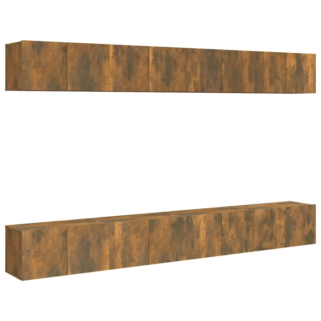 Mobili TV 8 pz-Set di 8 Credenza per TV Rovere Fumo 60x30x30 cm in Legno Ingegnerizzato