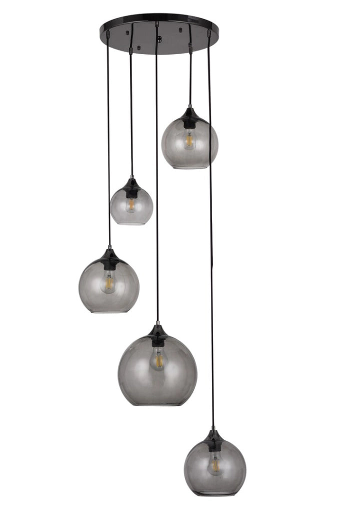 Lampadario Rabalux Tanesha 5 luci vetro fumé nero
