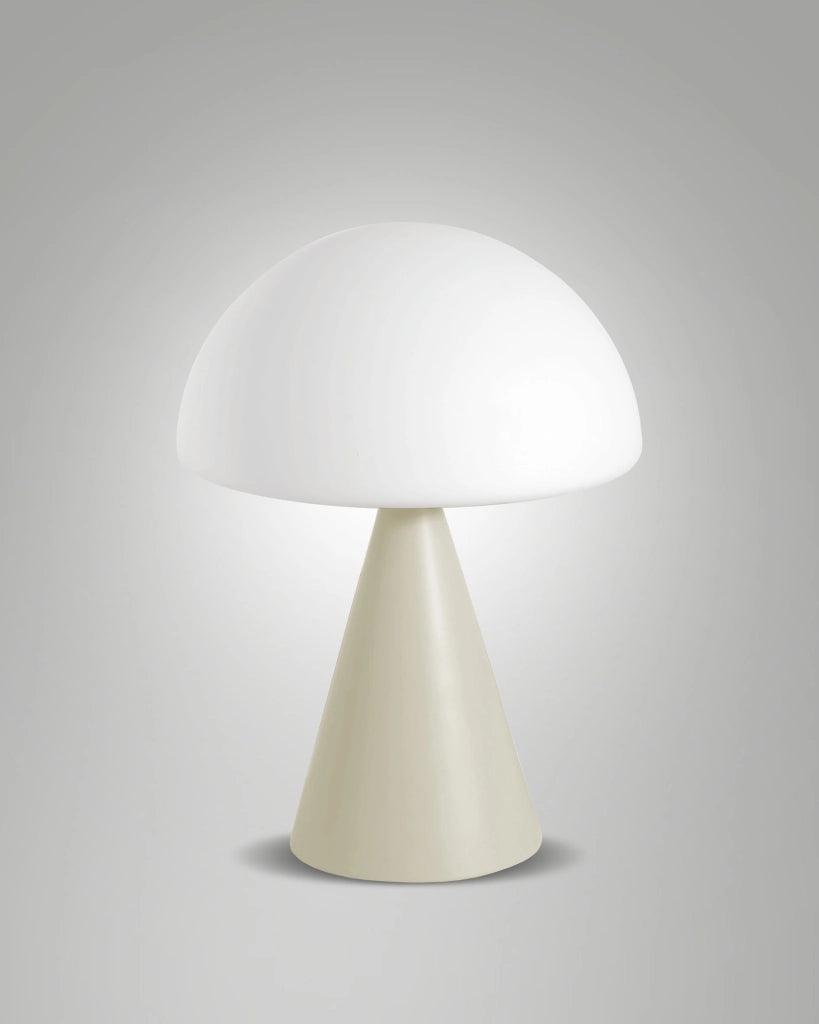 Lampada da Tavolo Blip LED 7W con Regolazione al Tocco e Tecnologia CCT 2700K-4000K, Struttura in Metallo e Vetro Soffiato, Colore Sabbia - Blip