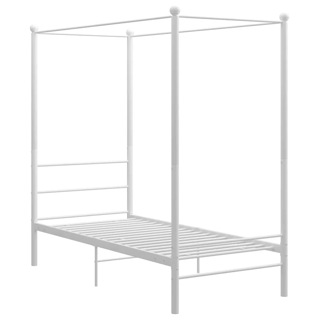 Letto singolo | Letto per adulti | Letto a Baldacchino Bianco in Metallo 100x200 cm