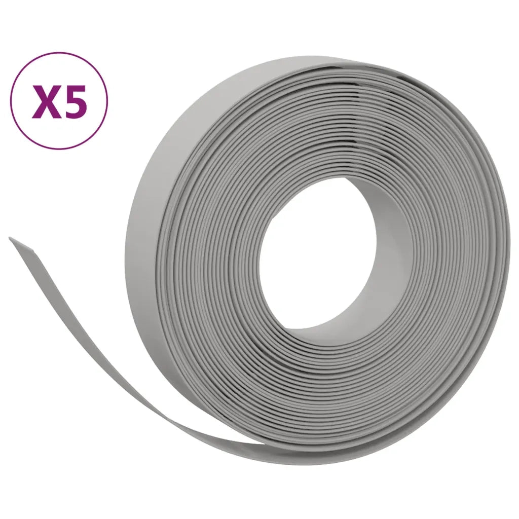Bordature da Giardino 5 pz Grigie 10 m 10 cm in Polietilene 3155431