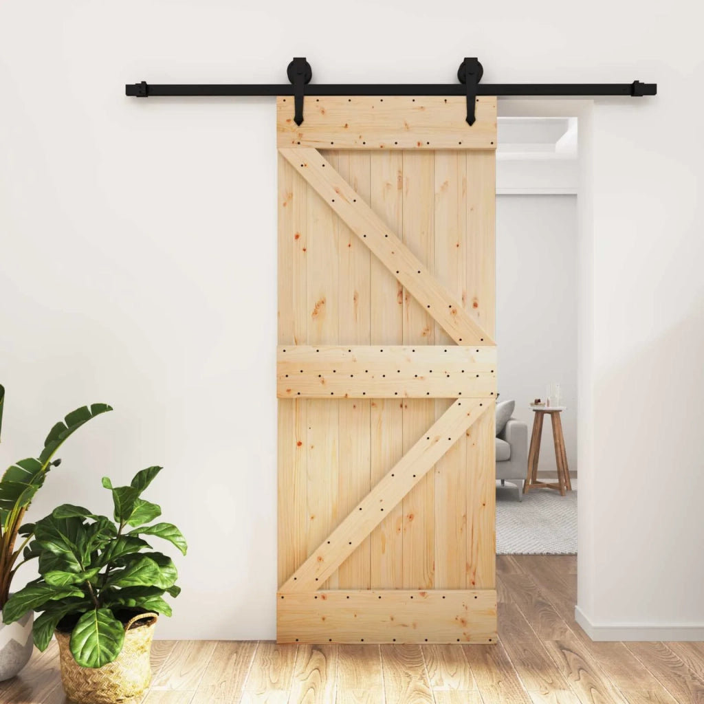 Porta scorrevole Naturale e Nero 85 x 210 cm 3445150
