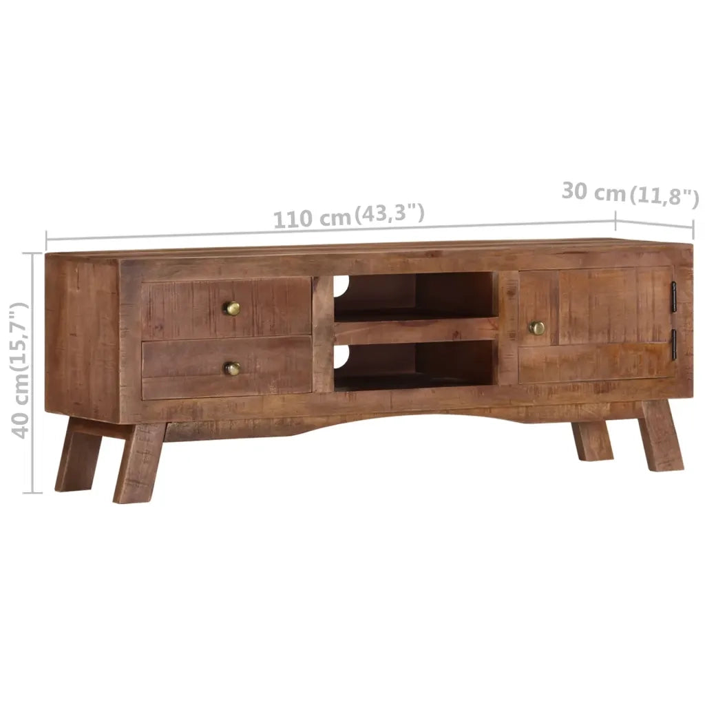 Mobile Porta TV 110x30x40 cm in Legno di Mango Grezzo 328303