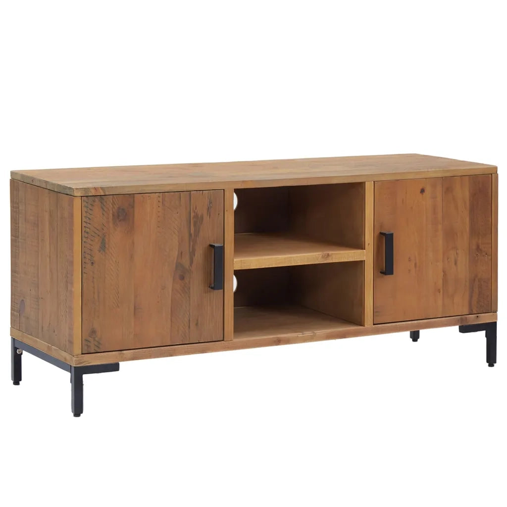 Mobile TV Marrone 110x35x48 cm Legno Massello di Pino Riciclato cod mxl 10110