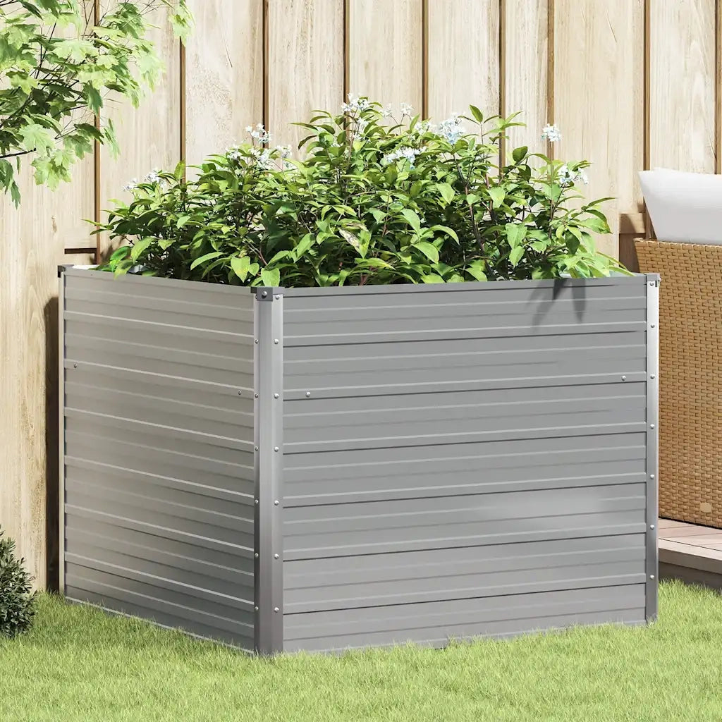 Fioriere | Cassetta per fiori | Letto di Coltura Rialzato 100x100x77 cm Acciaio Zincato Grigio