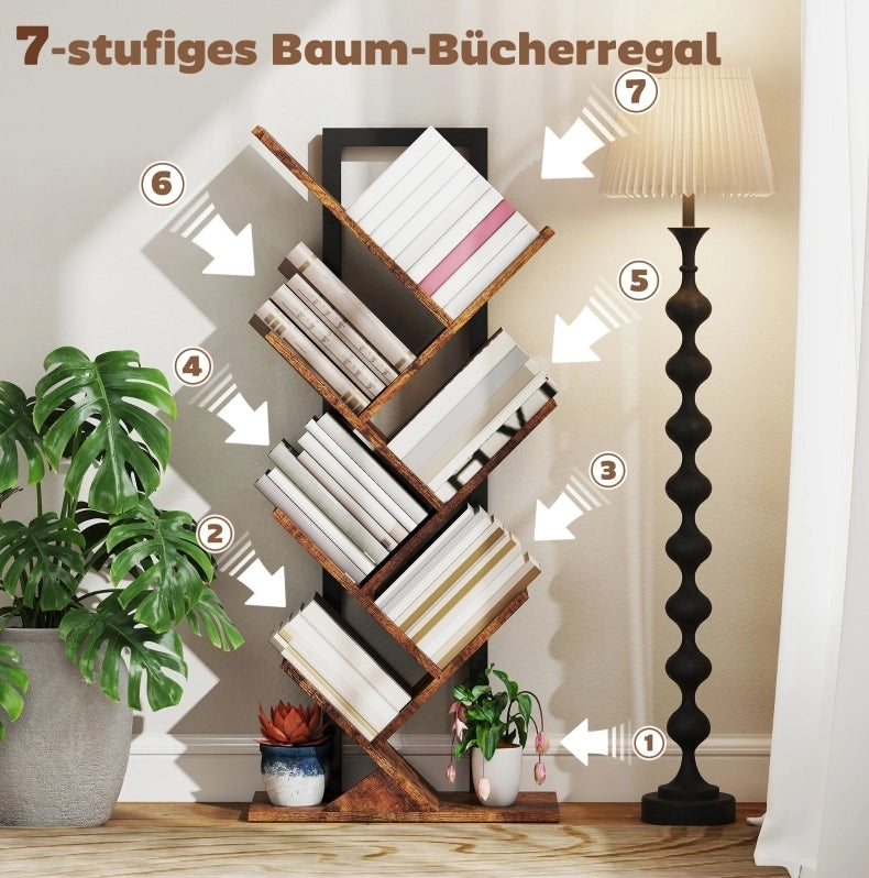 LIBRERIA ad albero 50x24x109 cm Legno Marrone Rustico