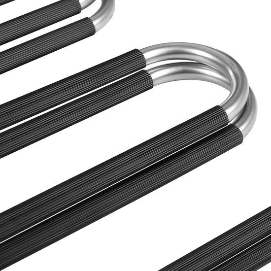 Hangers per abito 5 strati spaziali - Set di 6 Hangers anti-slip S-type - Argento e nero hangers per pantaloni