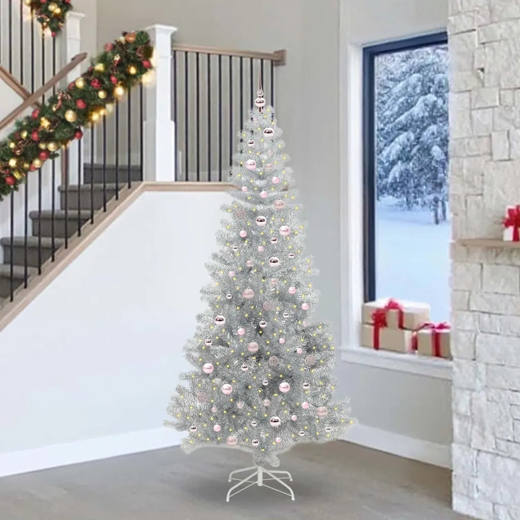 Albero di Natale con 300 LED con supporto Argento 240 cm PET 3396694
