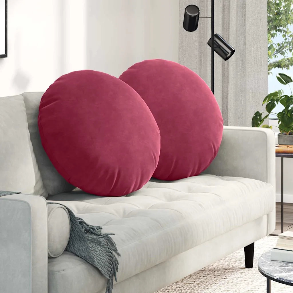 Cuscini per Seduta 2 pcs Rosso Vino Ø 80 x 29 cm Velluto