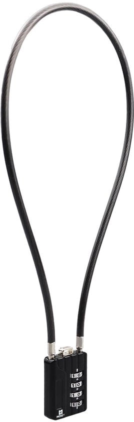 Chiusura a 4 cifre con cavo di 50 cm, diametro 5 mm, alta sicurezza, adatta per bagagli, zaini, contenitori per armi, cassetti per rifiuti, casse per attrezzi, caschi, 1 confezione