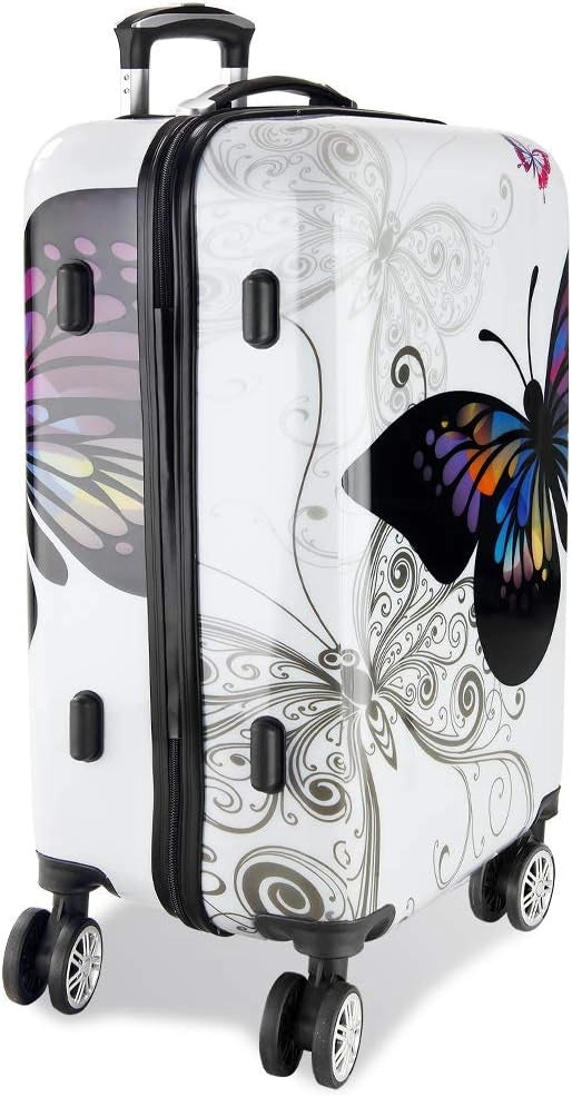 Monzana Trolley Butterfly Valigia a Guscio Rigido L Manico Telescopico Alluminio Ruote girevoli 360°