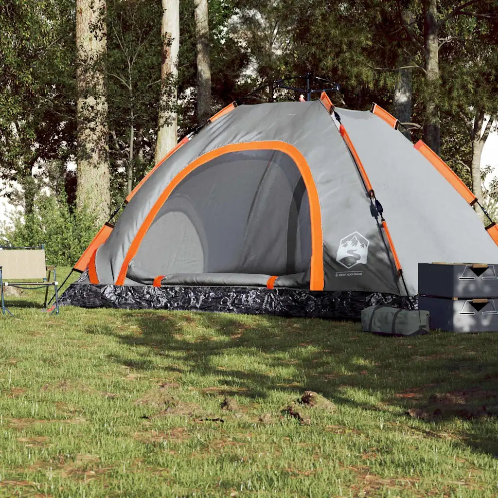 Tenda Campeggio 5 Persone-Tenda per Escursionismo Grigio e Arancione a Rilascio Rapido