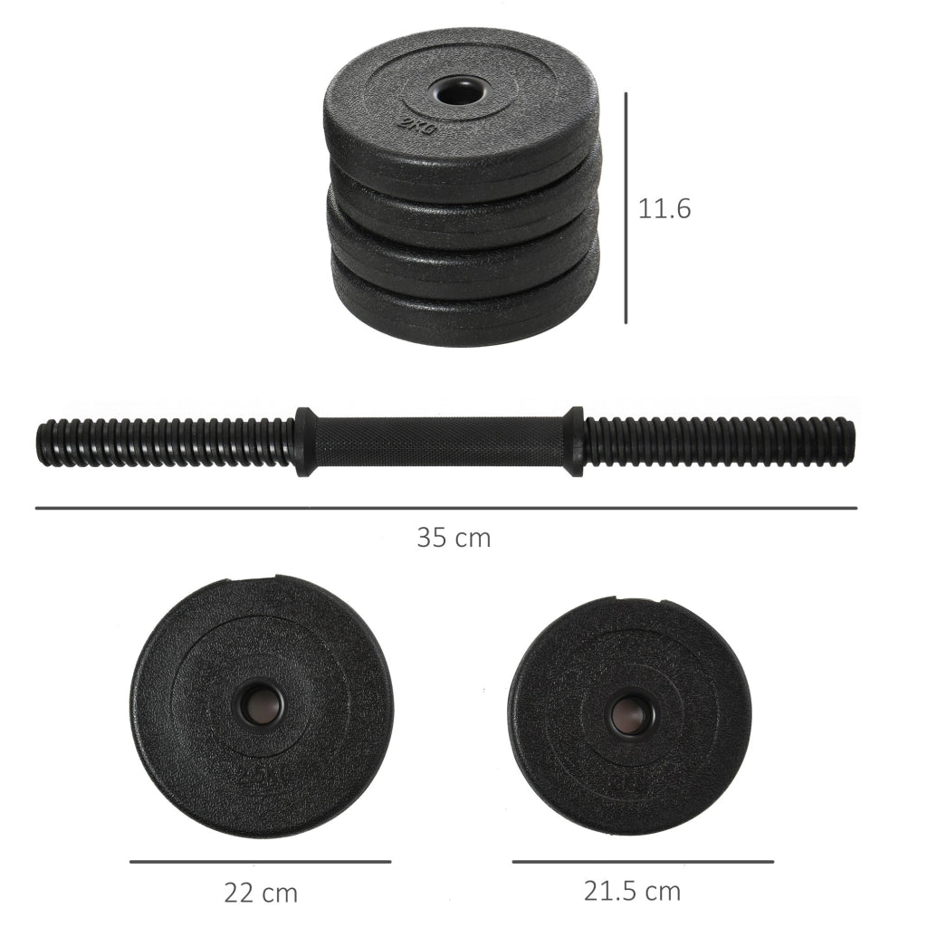 EasyComfort Set Manubri Palestra 20kg (4x2.5kg, 4x2kg) con 8 Dischi da 2kg, 2.5kg, Ø25mm, per Allenamento a Casa
