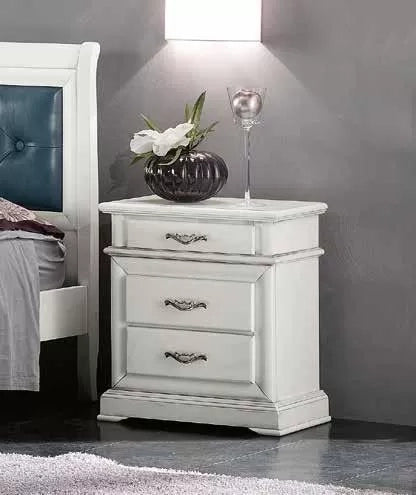 Comodino 3 cassetti laccato bianco l.57 p.38 h.66 - Mobili 2G