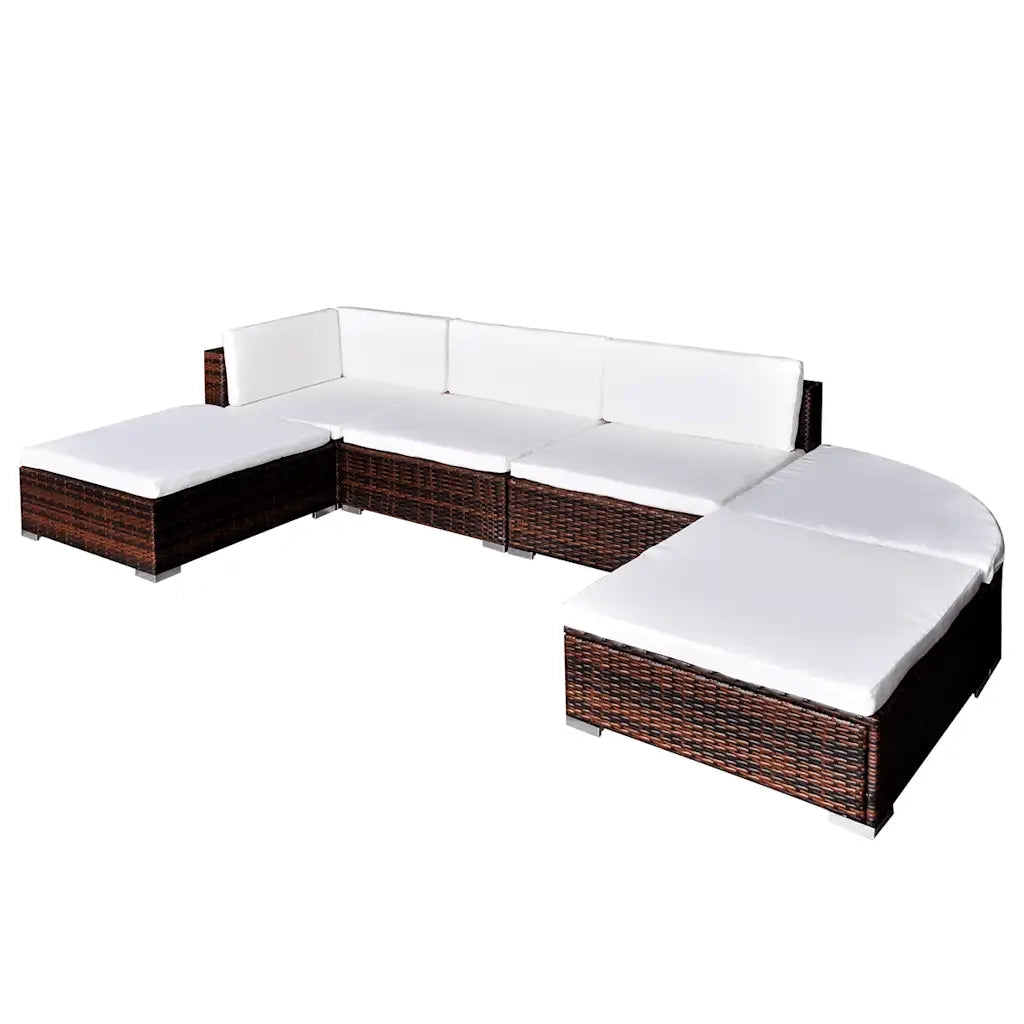 Set Divani da Giardino 6 pz con Cuscini in Polyrattan Marrone cod mxl 35330