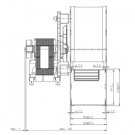 Ventilatore centrifugo EBM RLA108/0042A89-3030LH-224 motore sx