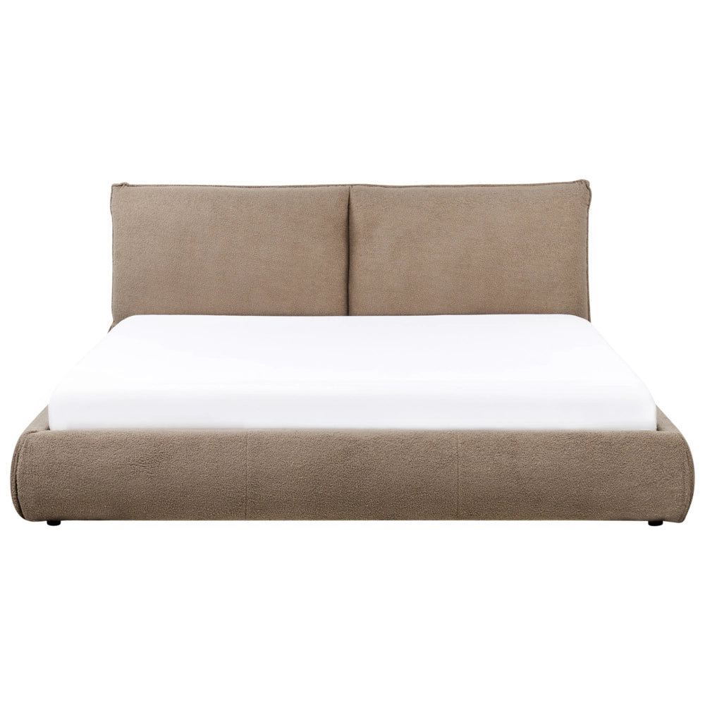 Letto matrimoniale ad acqua imbottito in tessuto bouclè marrone 180 x 200 cm stile classico camera da letto