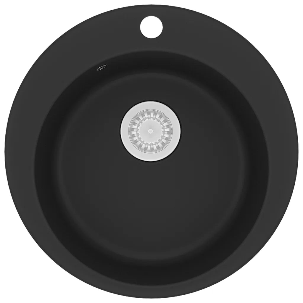Lavello da Cucina in Granito Vasca Singola Circolare Nero CFW2715666