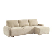 Divano angolare destro in tessuto, 3 posti, beige