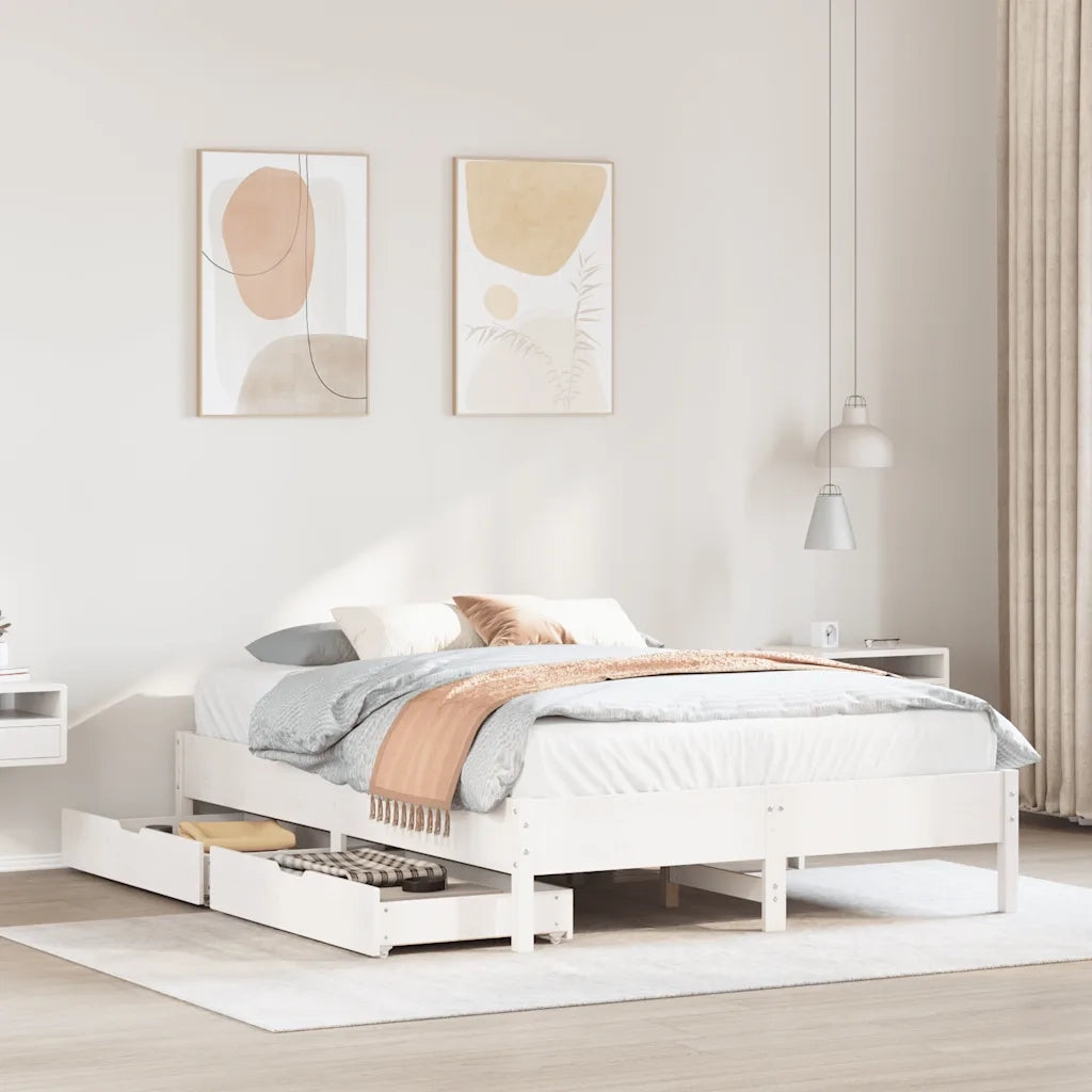 Letto senza Materasso-Struttura Letto Bianco 120x200 cm Legno Massello di Pino 817820