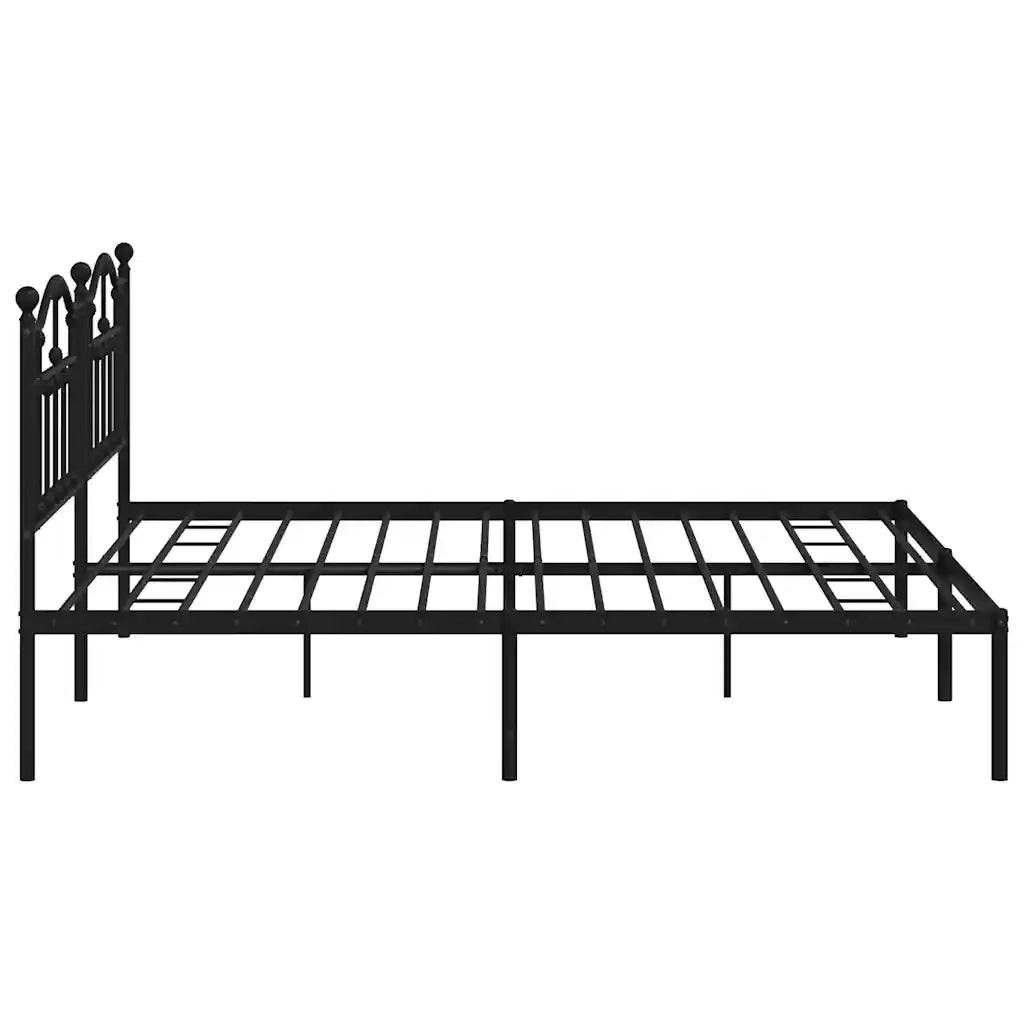 Letto matrimoniale | Letto per adulti | Giroletto con Testiera in Metallo Nero 193x203 cm