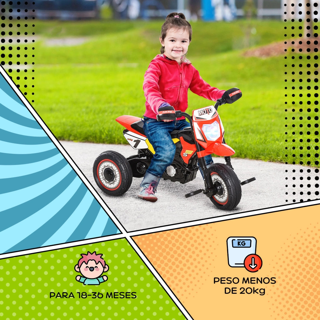 Moto Correpasillos per Bambini +18 Mesi ¨C Xylo ¨C 3 Ruedas con Luces e Suoni Rosso 71x40x51 cm