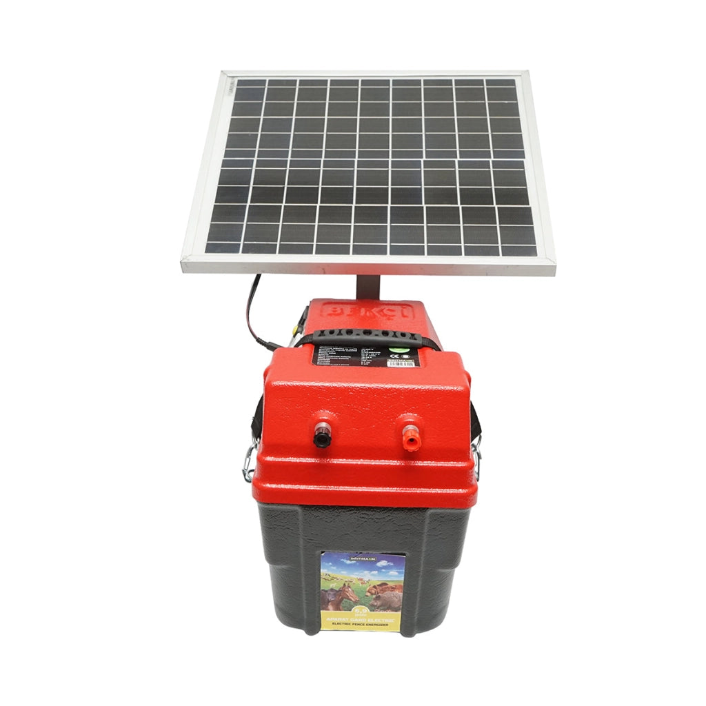 Elettrificatore per recinto elettrico da 6,9 Joule 12-220 V con batteria da 12 V, 14 A e pannello solare da 20 W