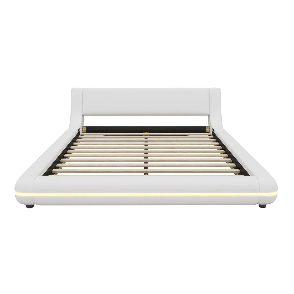 Letto Contenitore LED Basso ¨C Xylo ¨C Bianco, PU, 140x200