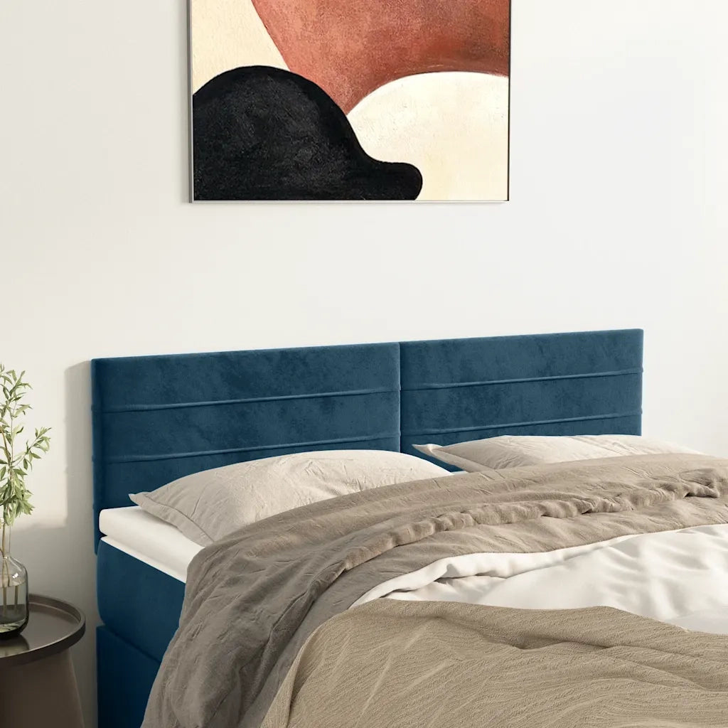 Testiera Blu Scuro 144x5x78/88 cm in Velluto 346156