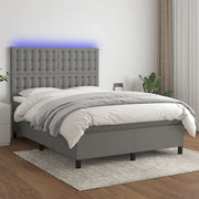 Letto a Molle Materasso e LED Grigio Scuro 140x200cm in Tessuto 3135198