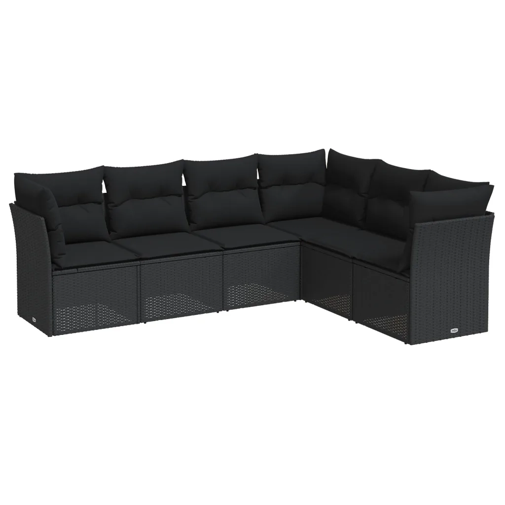 Set Divano da Giardino 6 pz con Cuscini Nero in Polyrattancod mxl 87007