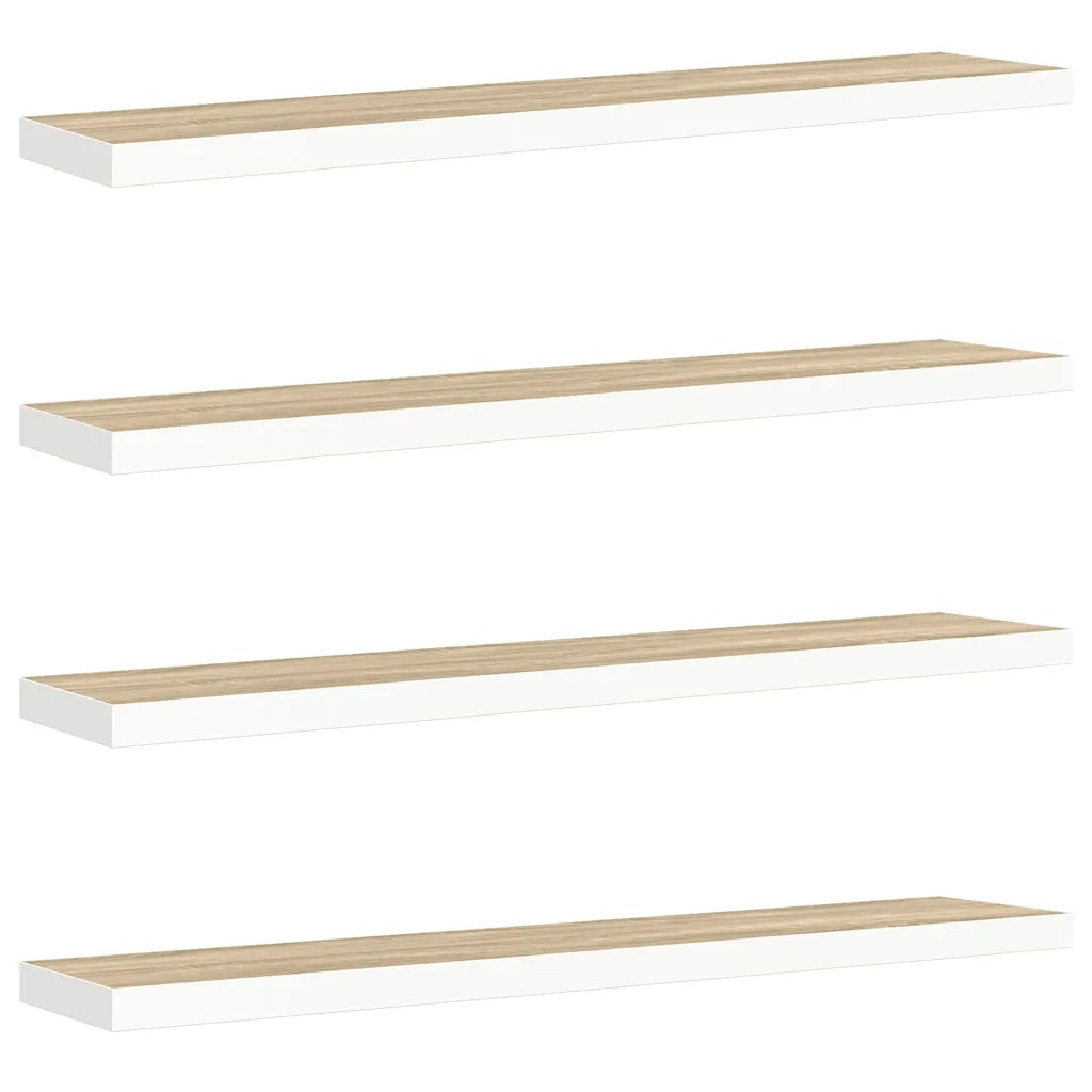 Scaffali a Parete 4 pz Rovere e Bianco 120x23,5x3,8 cm in MDF 326587