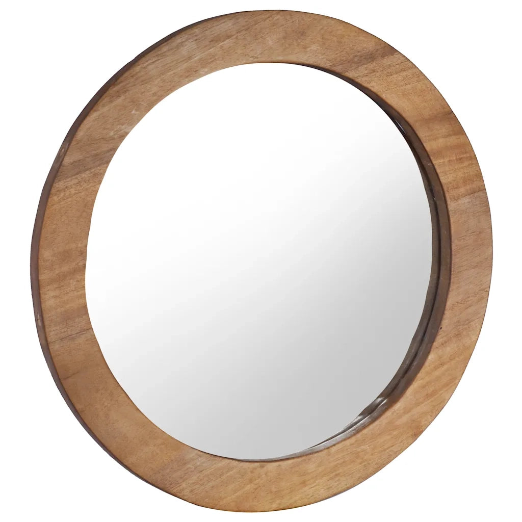 Specchio da Parete-Specchio a Muro-Specchio Decorativo 60 cm in Legno di Teak Rotondo 189015