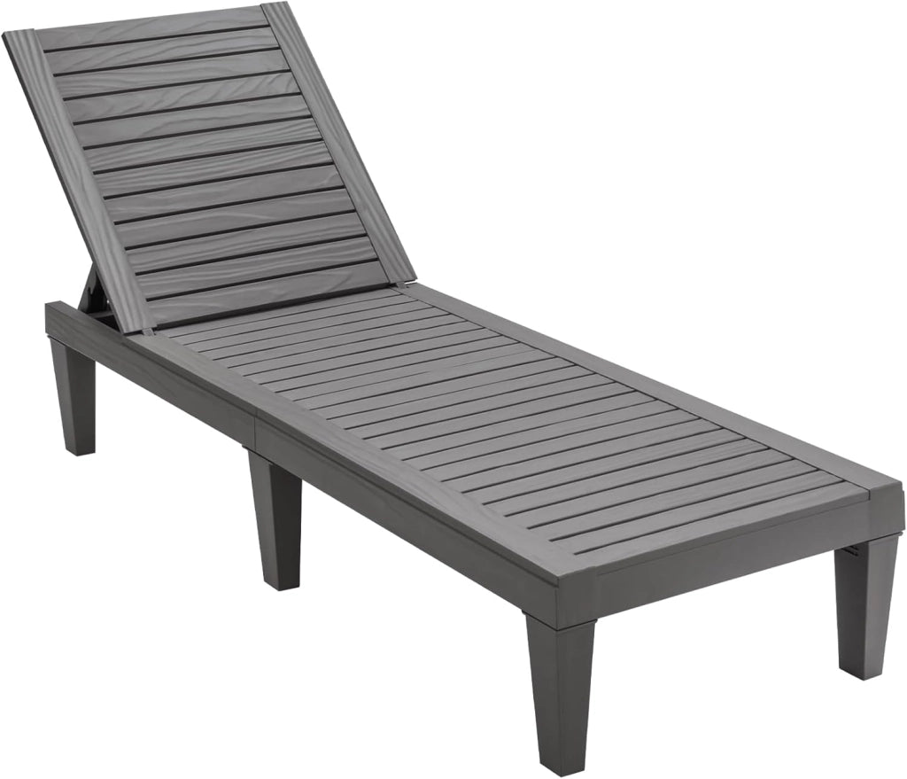 Sedia a sdraio con schienale regolabile su 5 livelli, sedia in PP con braccioli, supporto fino a 180 kg, seduta reclinabile con 6 gambe per giardino, patio, spiaggia, 190 x 57,5 x 29 cm