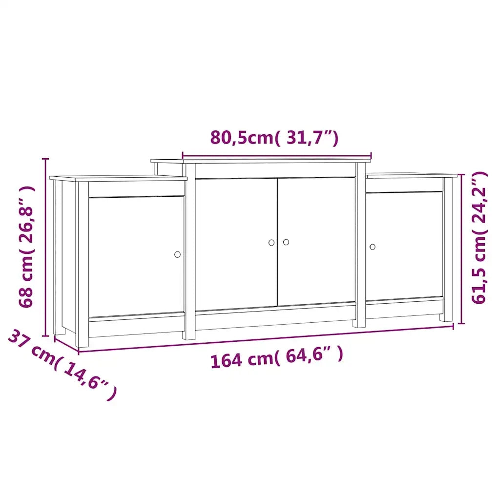 Credenza 164x37x68 cm in Legno Massello di Pino