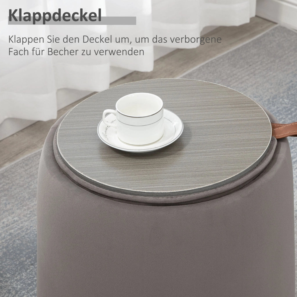 POUF Contenitore rotondo Ø44 x 47,5 cm in poliestere grigio scuro