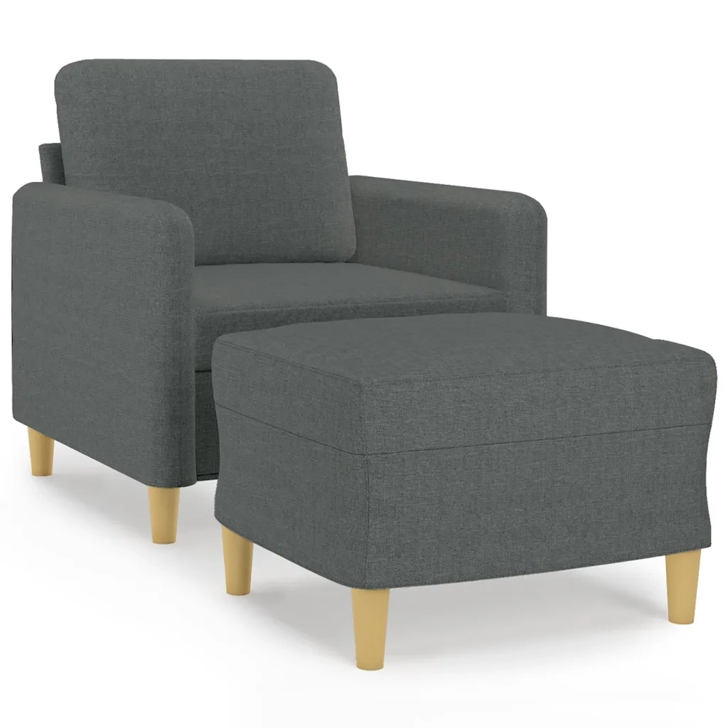Divano Sedia-Poltrona con Poggiapiedi Grigio Scuro 60 cm in Tessuto 862857