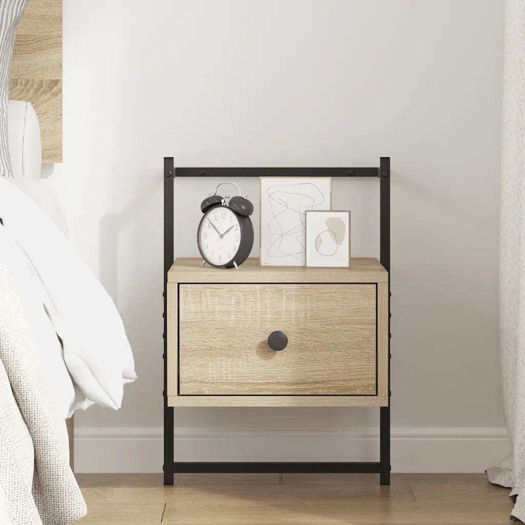vidaXL Comodino a Muro Rovere Sonoma 35x30x51 cm Legno Multistrato