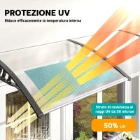 Tettoia per Esterni Curva con Viti e Bulloni Inclusi, in Policarbonato, PP e Alluminio, 122x89x24 cm