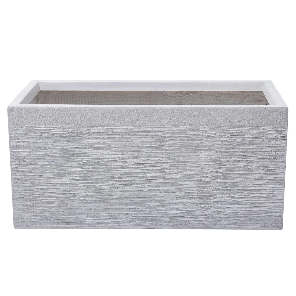 Vaso per piante in fibra di argilla bianca 80 x 37 x 38 cm Fioriera rettangolare per interni ed esterni